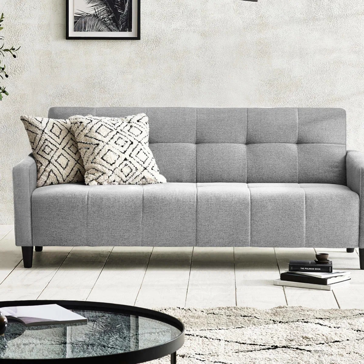 Julian Bowen- Alfie 3 Seater Grey Linen Storage Sofabed