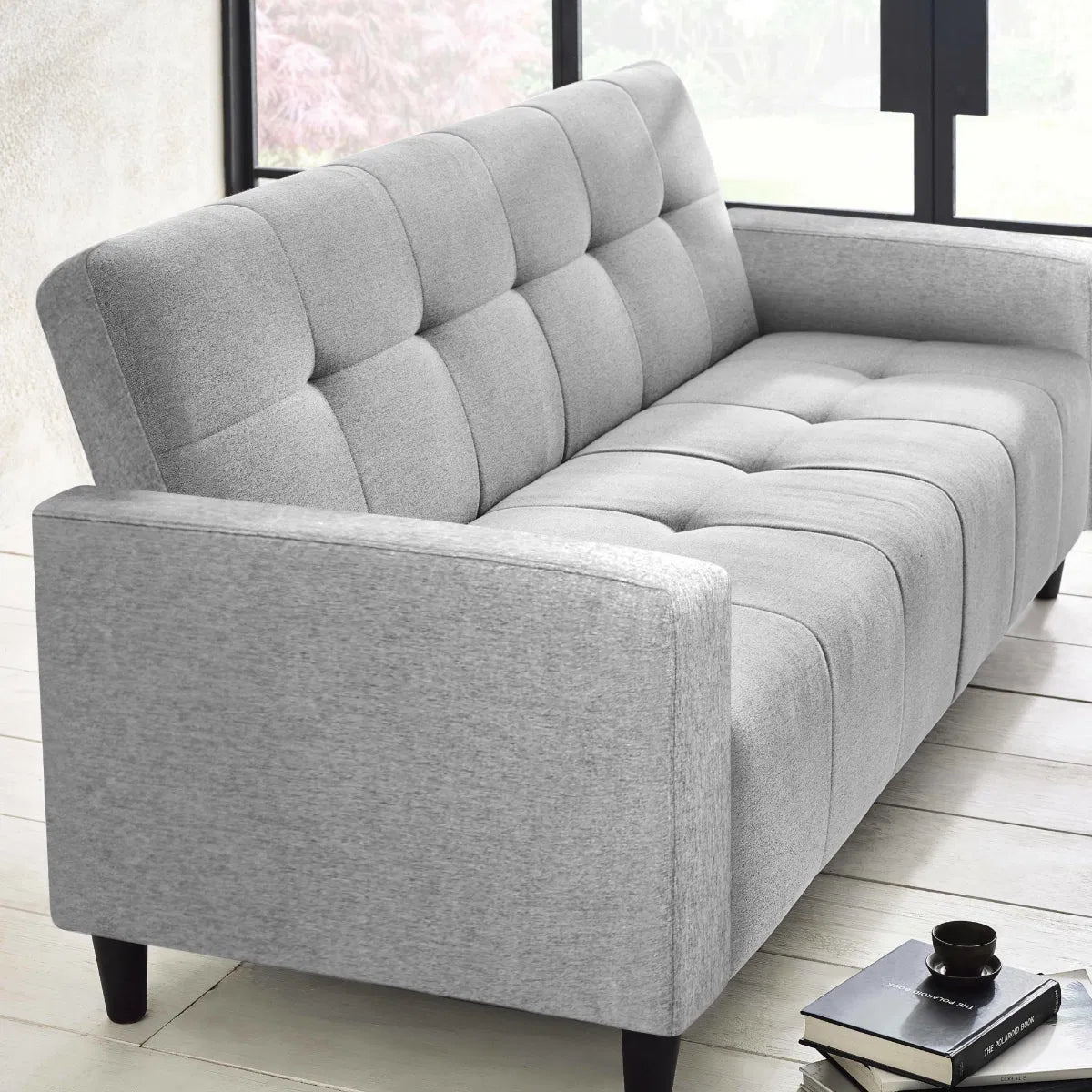 Julian Bowen- Alfie 3 Seater Grey Linen Storage Sofabed
