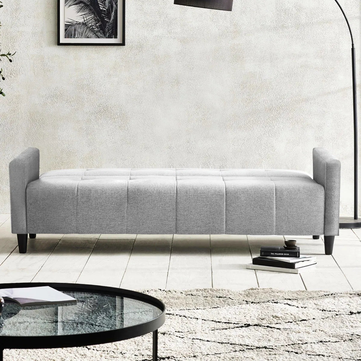 Julian Bowen- Alfie 3 Seater Grey Linen Storage Sofabed