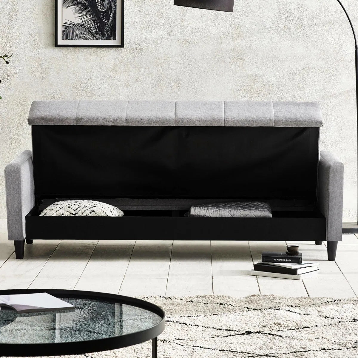 Julian Bowen- Alfie 3 Seater Grey Linen Storage Sofabed